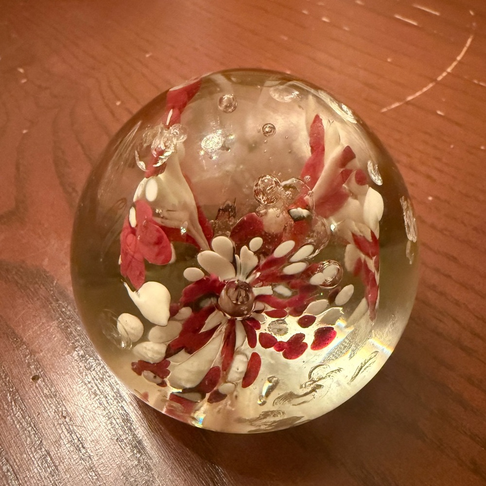 Vintage floral glass paperweight